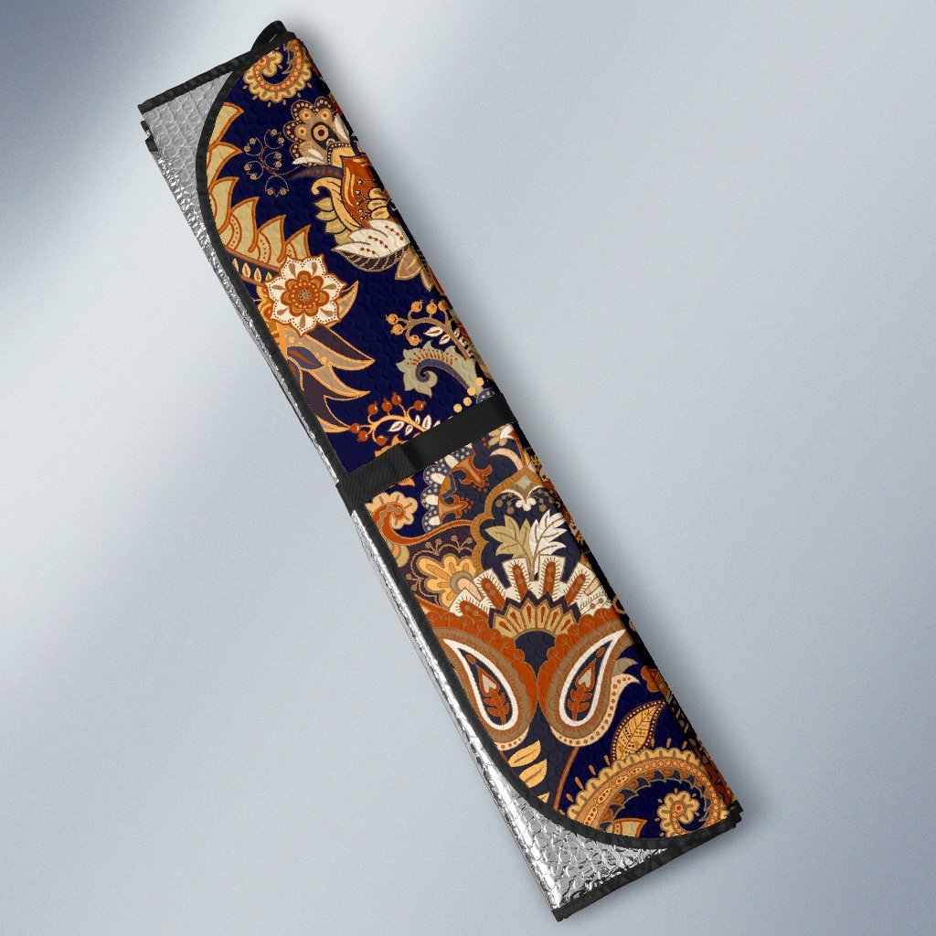 Gold Paisley Pattern Print Car Sun Shade-grizzshop