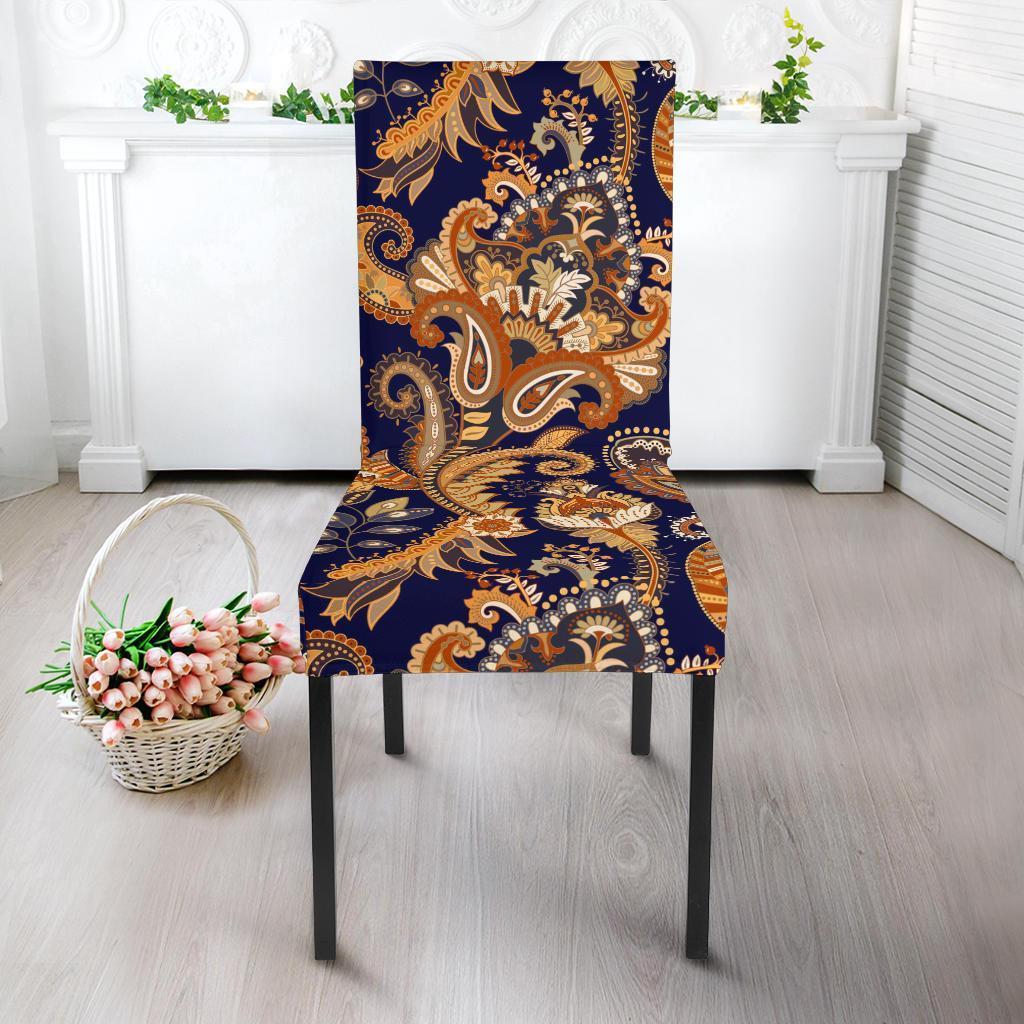 Gold Paisley Pattern Print Chair Cover-grizzshop