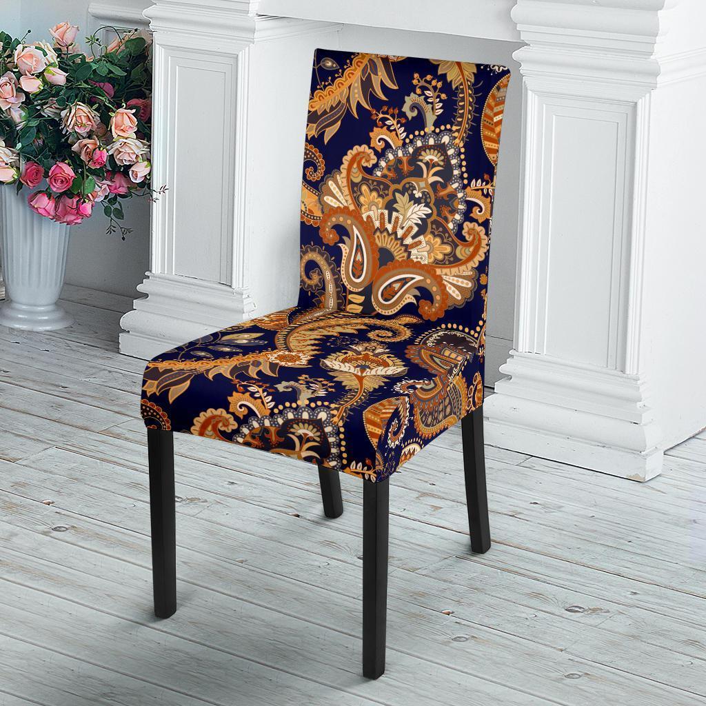 Gold Paisley Pattern Print Chair Cover-grizzshop