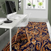 Gold Paisley Pattern Print Floor Mat-grizzshop