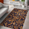 Gold Paisley Pattern Print Floor Mat-grizzshop