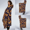 Gold Paisley Pattern Print Hooded Blanket-grizzshop