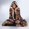 Gold Paisley Pattern Print Hooded Blanket-grizzshop