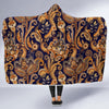 Gold Paisley Pattern Print Hooded Blanket-grizzshop