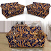 Gold Paisley Pattern Print Loveseat Cover-grizzshop