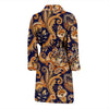 Gold Paisley Pattern Print Men Long Robe-grizzshop