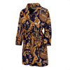 Gold Paisley Pattern Print Men Long Robe-grizzshop