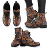 Gold Paisley Pattern Print Men Women Leather Boots-grizzshop