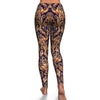 Gold Paisley Pattern Print Pattern Women Leggings-grizzshop