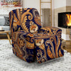 Gold Paisley Pattern Print Recliner Cover-grizzshop