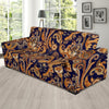 Gold Paisley Pattern Print Sofa Covers-grizzshop