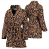 Gold Paisley Pattern Print Women Long Robe-grizzshop