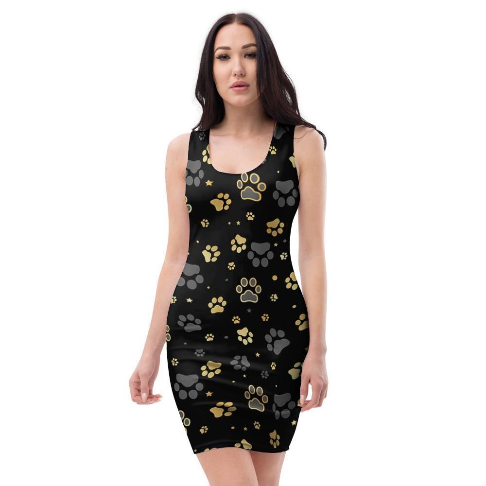 Gold Paw Bodycon Dress-grizzshop