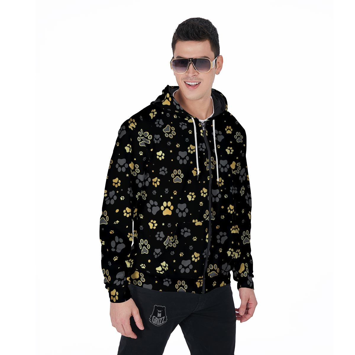 Gold Paw Men's Zip Up Hoodie-grizzshop
