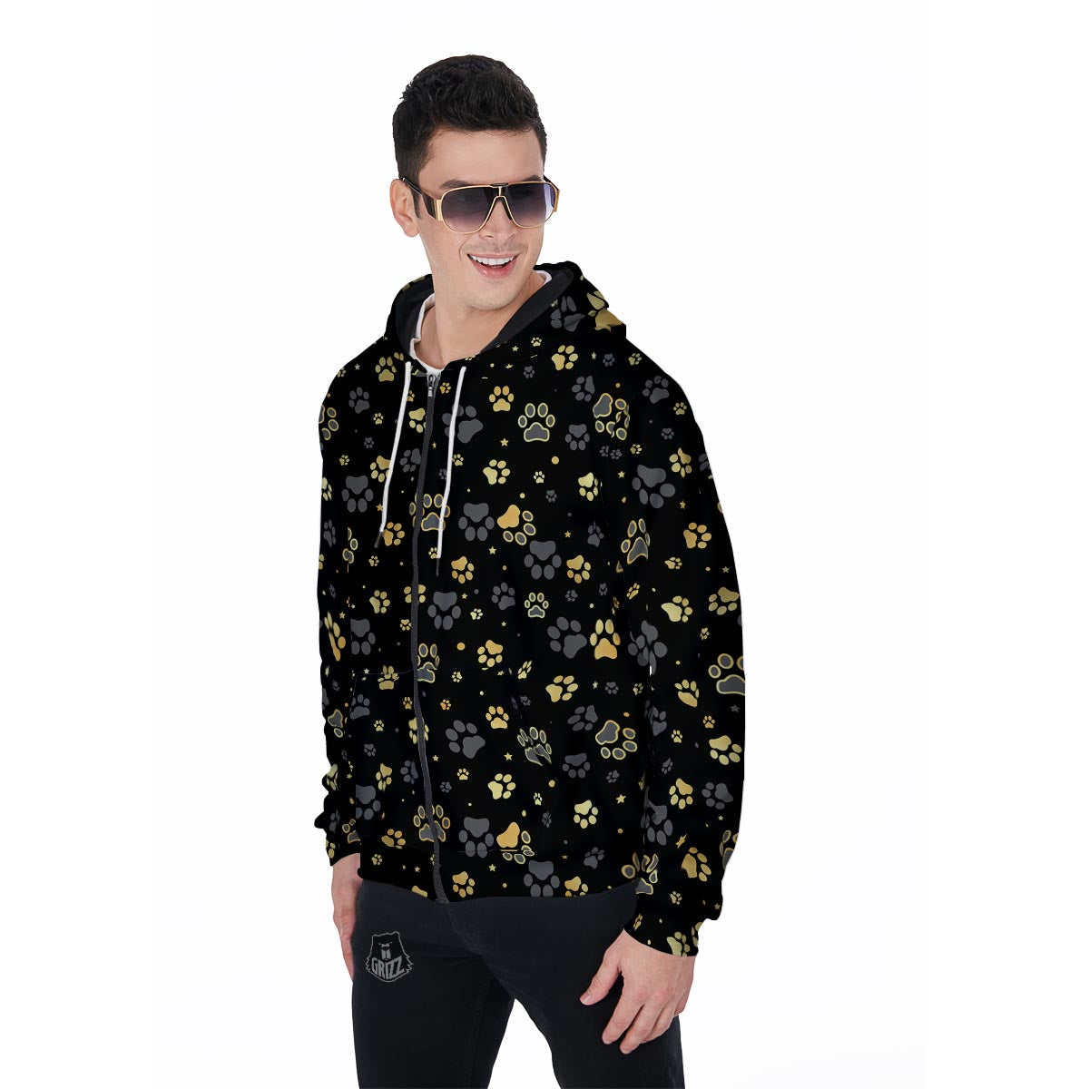 Gold Paw Men's Zip Up Hoodie-grizzshop