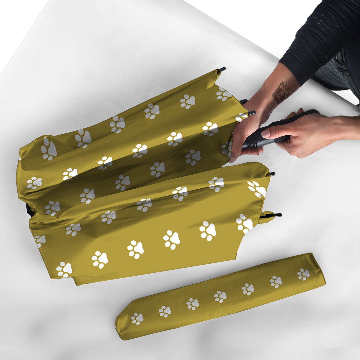 Gold Paw Print Umbrella-grizzshop