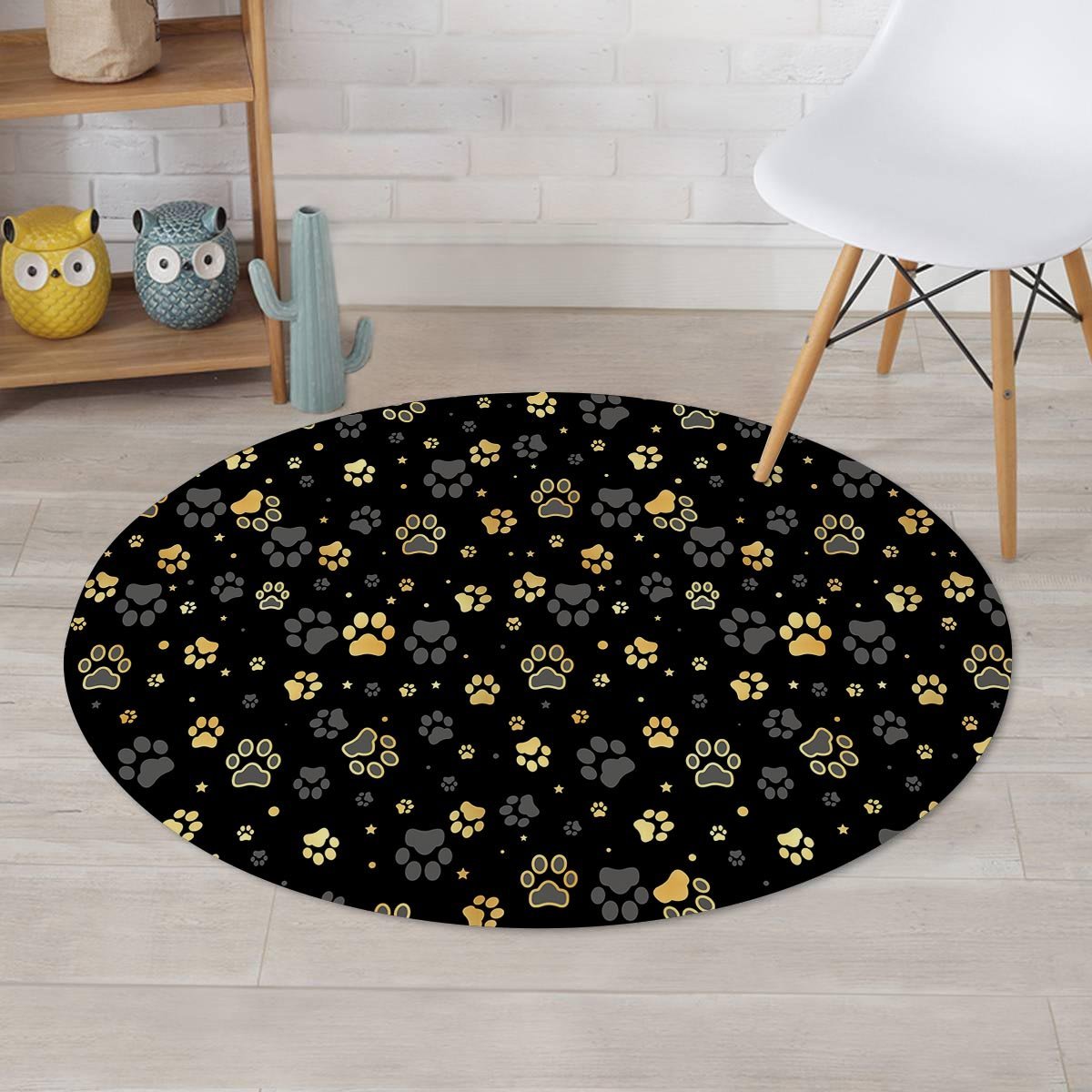 Gold Paw Round Rug-grizzshop