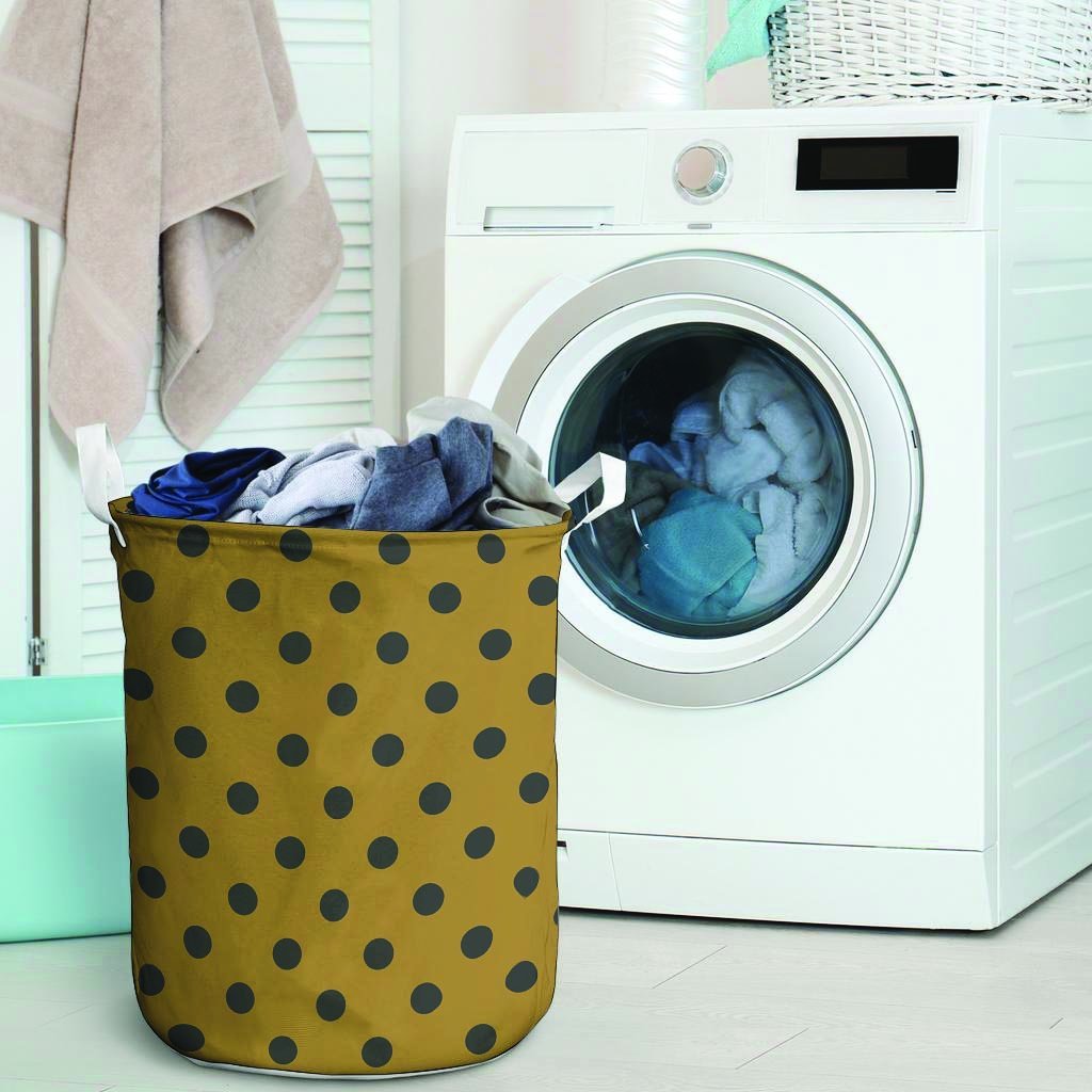 Gold Polka Dot Laundry Basket-grizzshop