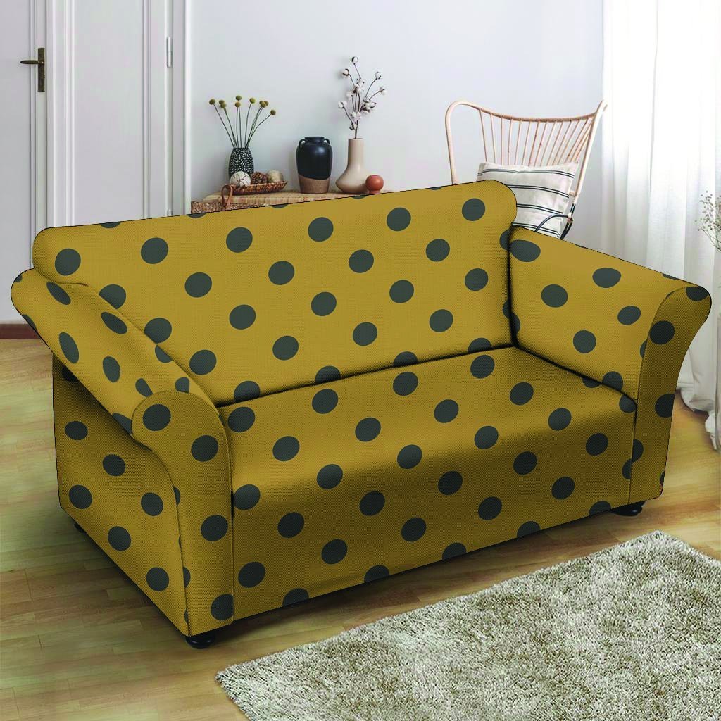 Gold Polka Dot Loveseat Cover-grizzshop