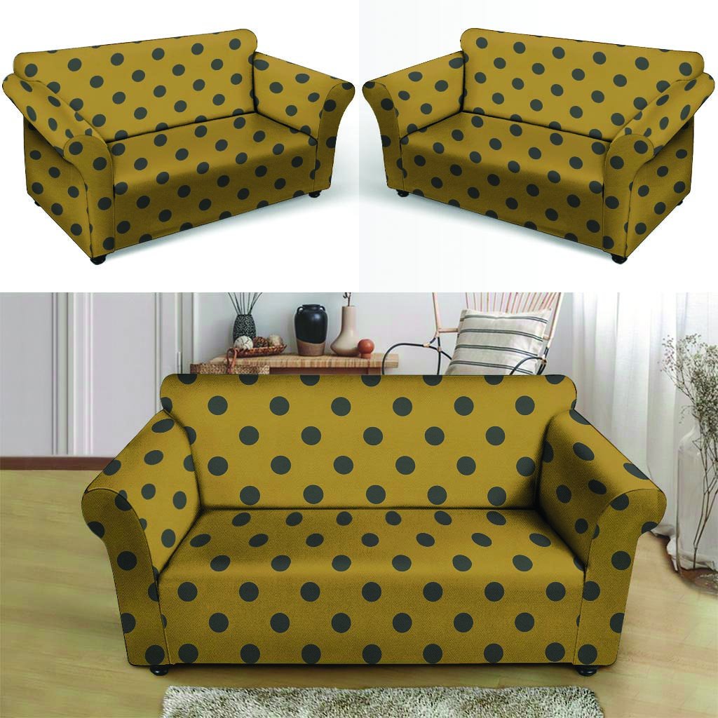 Gold Polka Dot Loveseat Cover-grizzshop