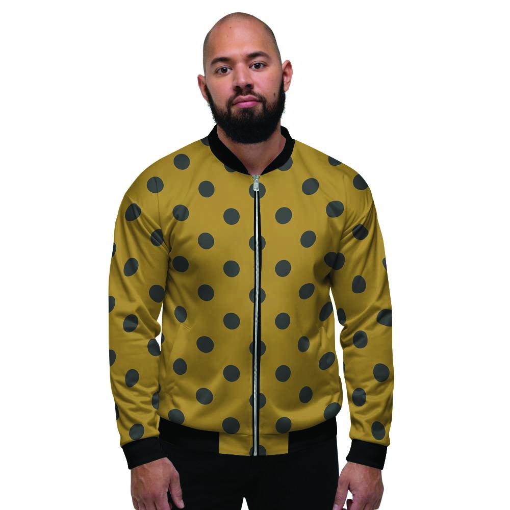 Gold Polka Dot Men's Bomber Jacket-grizzshop