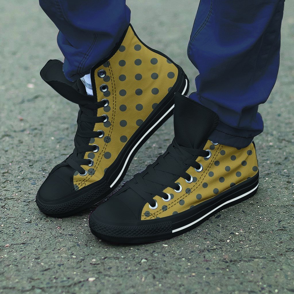 Gold Polka Dot Men's High Top Shoes-grizzshop