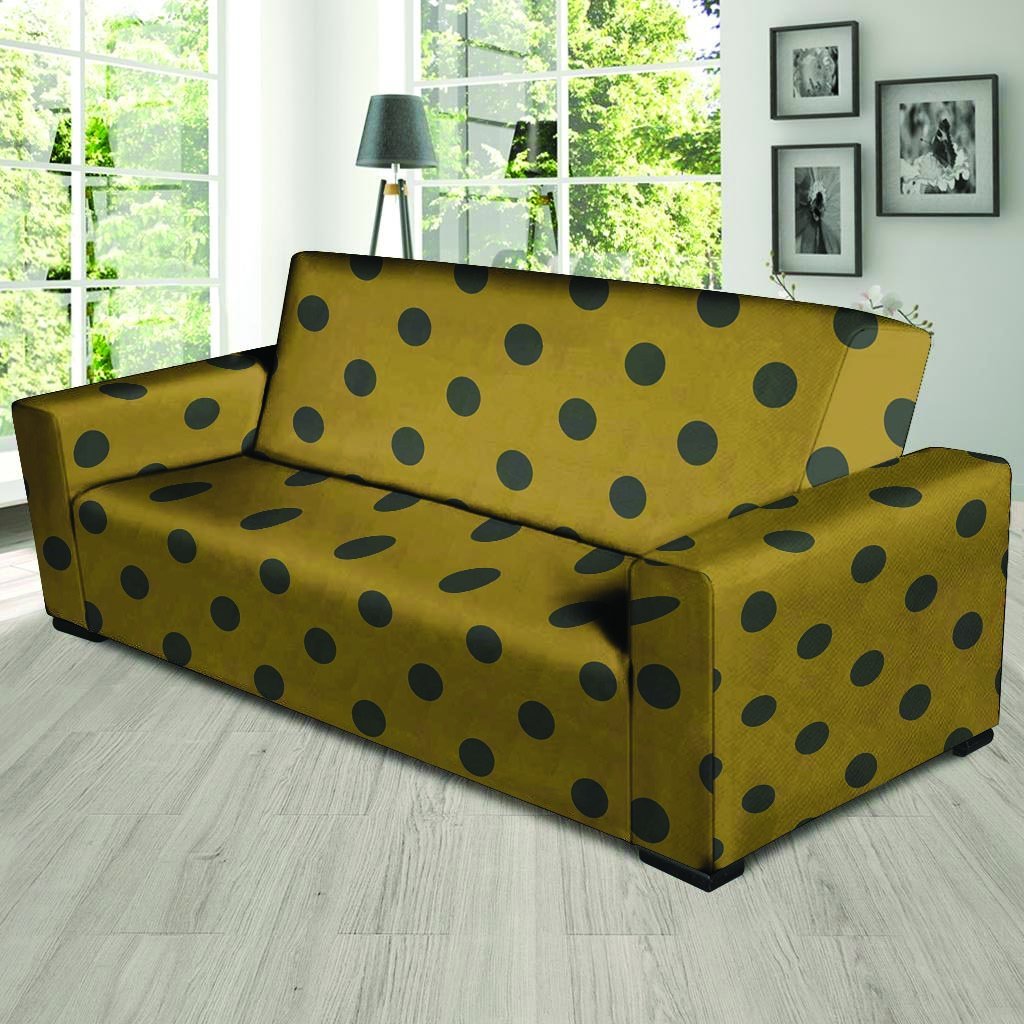 Gold Polka Dot Sofa Cover-grizzshop