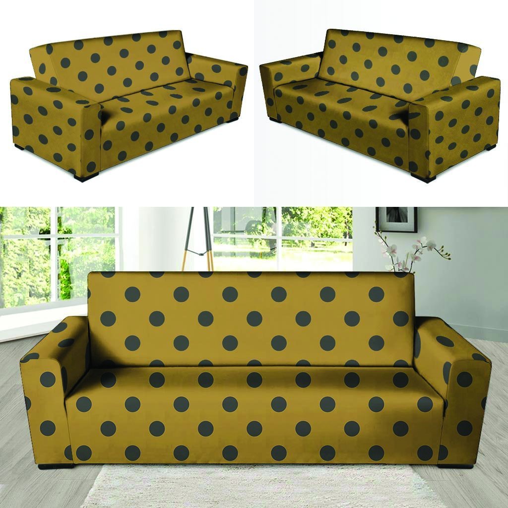 Gold Polka Dot Sofa Cover-grizzshop