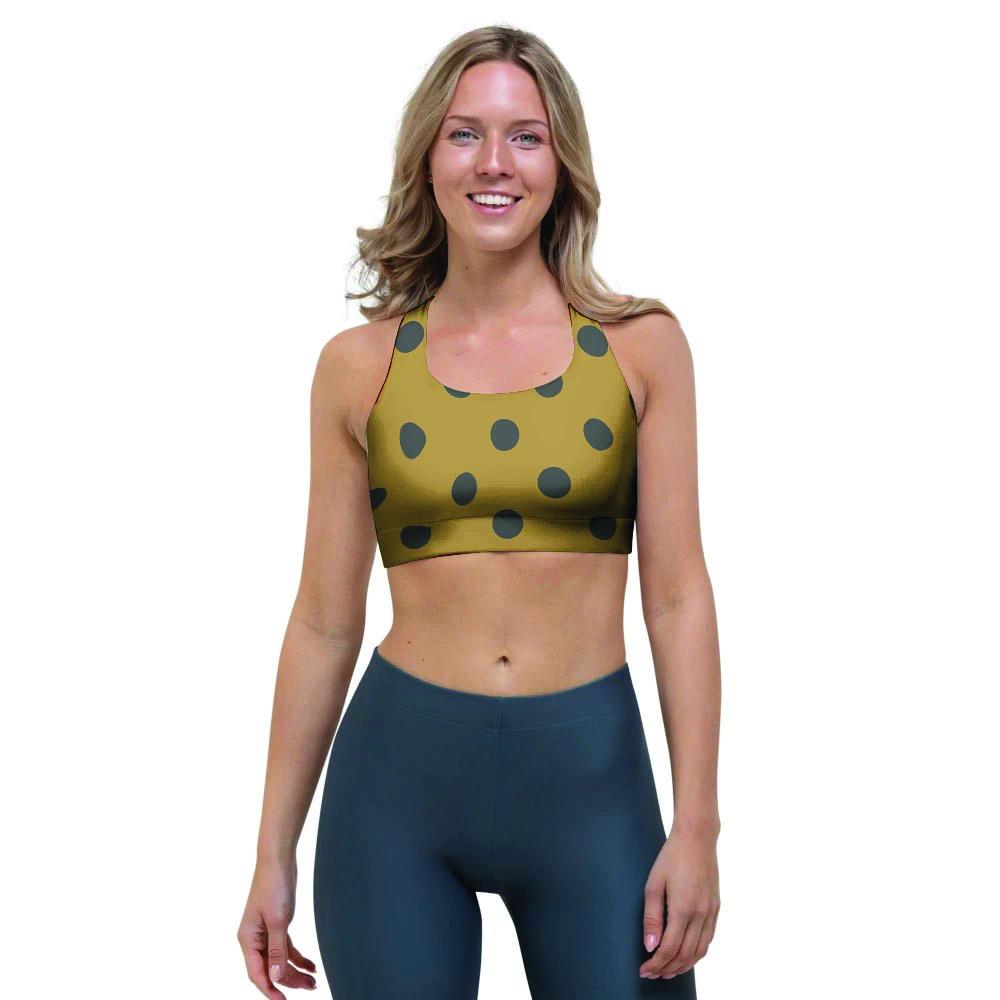 Gold Polka Dot Sports Bra-grizzshop