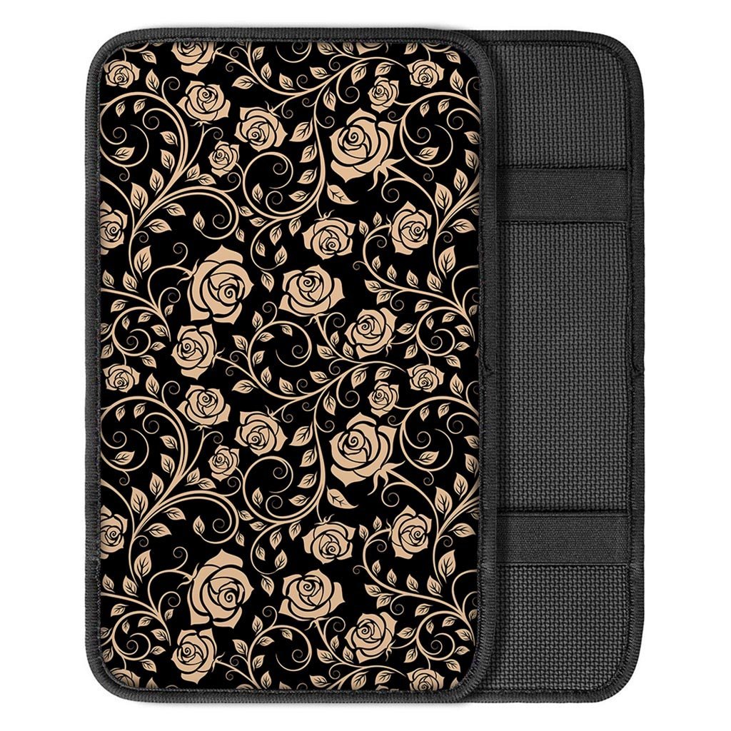 Gold Rose Floral Car Console Cover-grizzshop