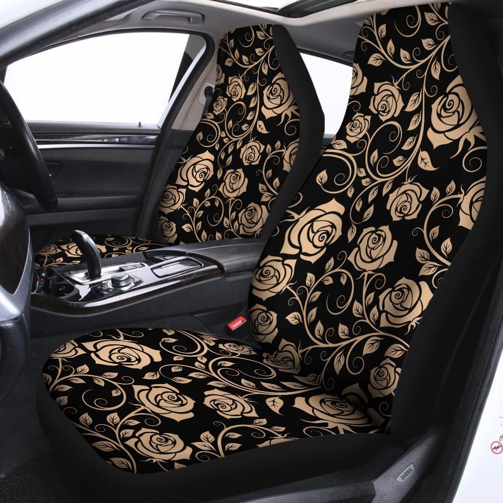 Gold Rose Floral Car Seat Covers-grizzshop