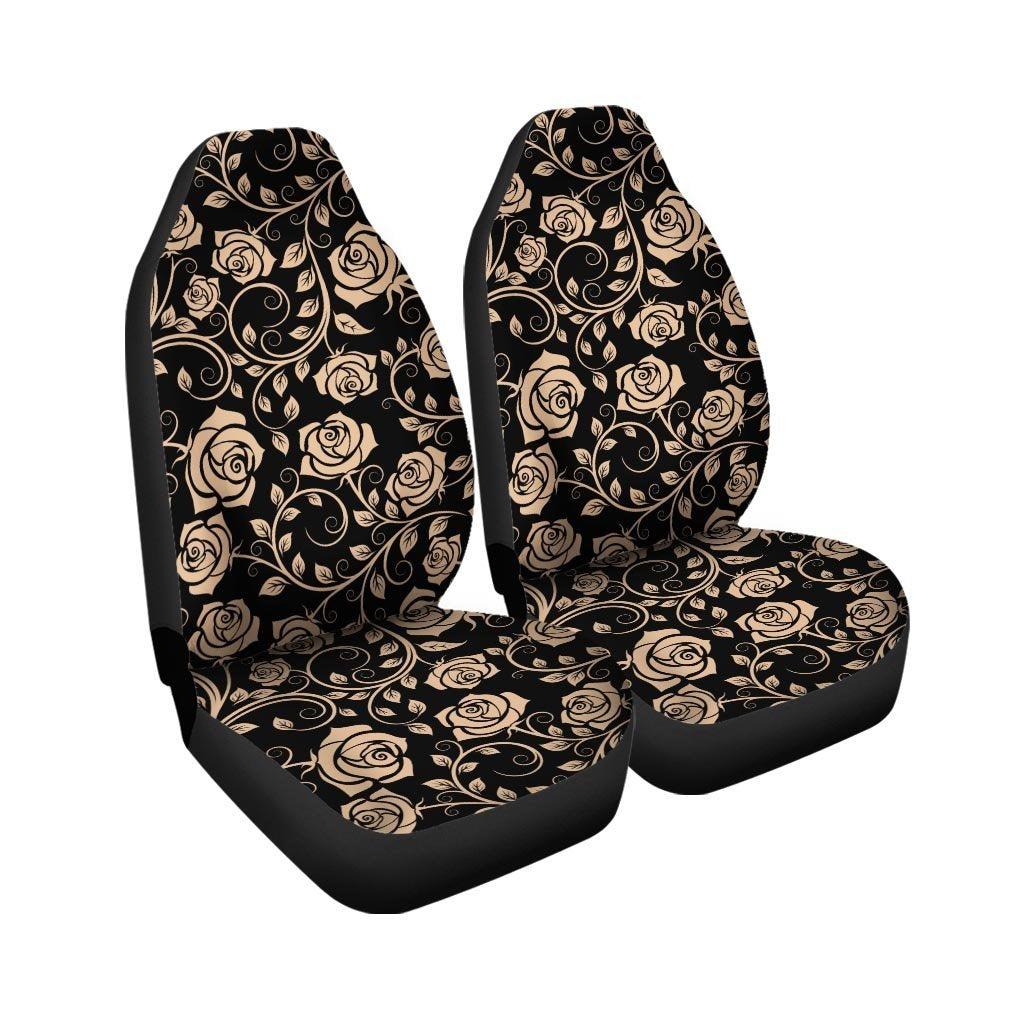 Gold Rose Floral Car Seat Covers-grizzshop