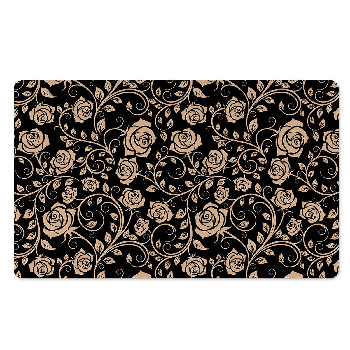 Gold Rose Floral Door Mat-grizzshop