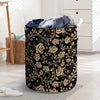 Gold Rose Floral Laundry Basket-grizzshop