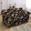 Gold Rose Floral Loveseat Cover-grizzshop