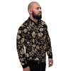 Gold Rose Floral Men's Bomber Jacket-grizzshop