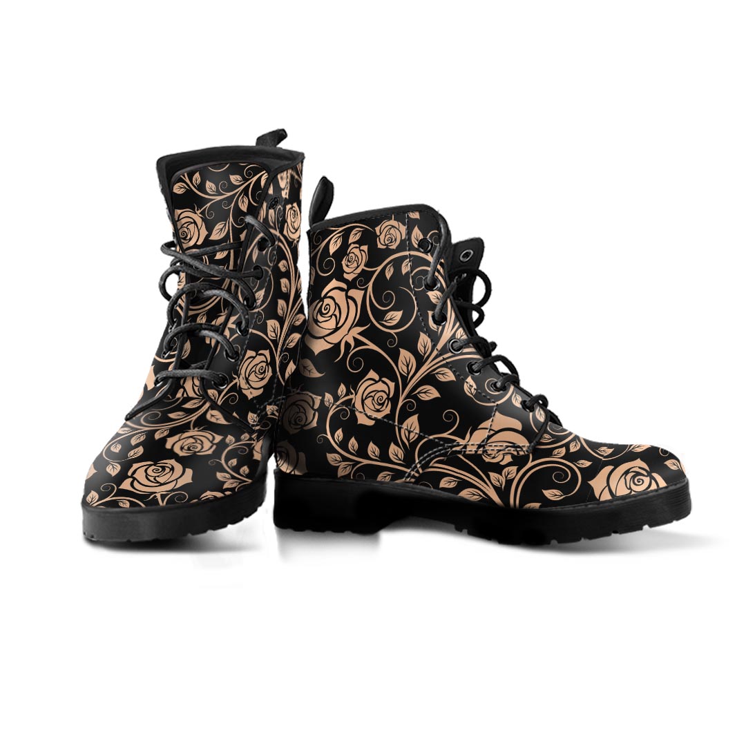 Gold Rose Floral Men's Boots-grizzshop