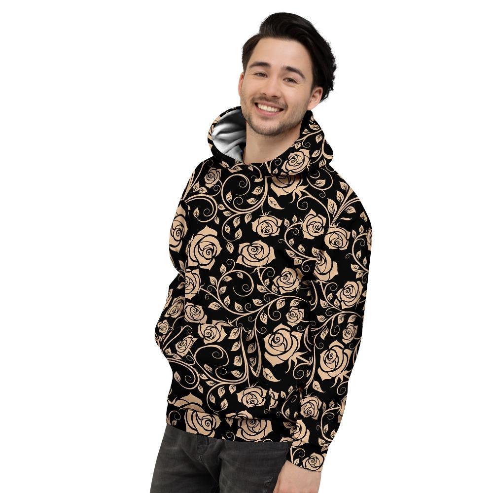 Gold Rose Floral Men's Hoodie-grizzshop