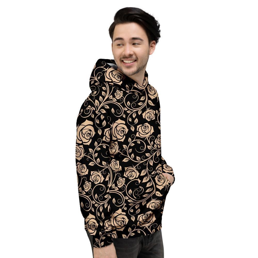 Gold Rose Floral Men's Hoodie-grizzshop