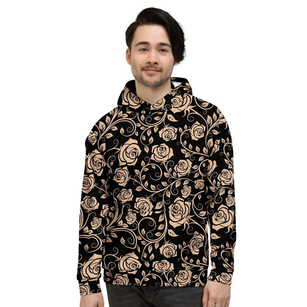 Gold Rose Floral Men's Hoodie-grizzshop