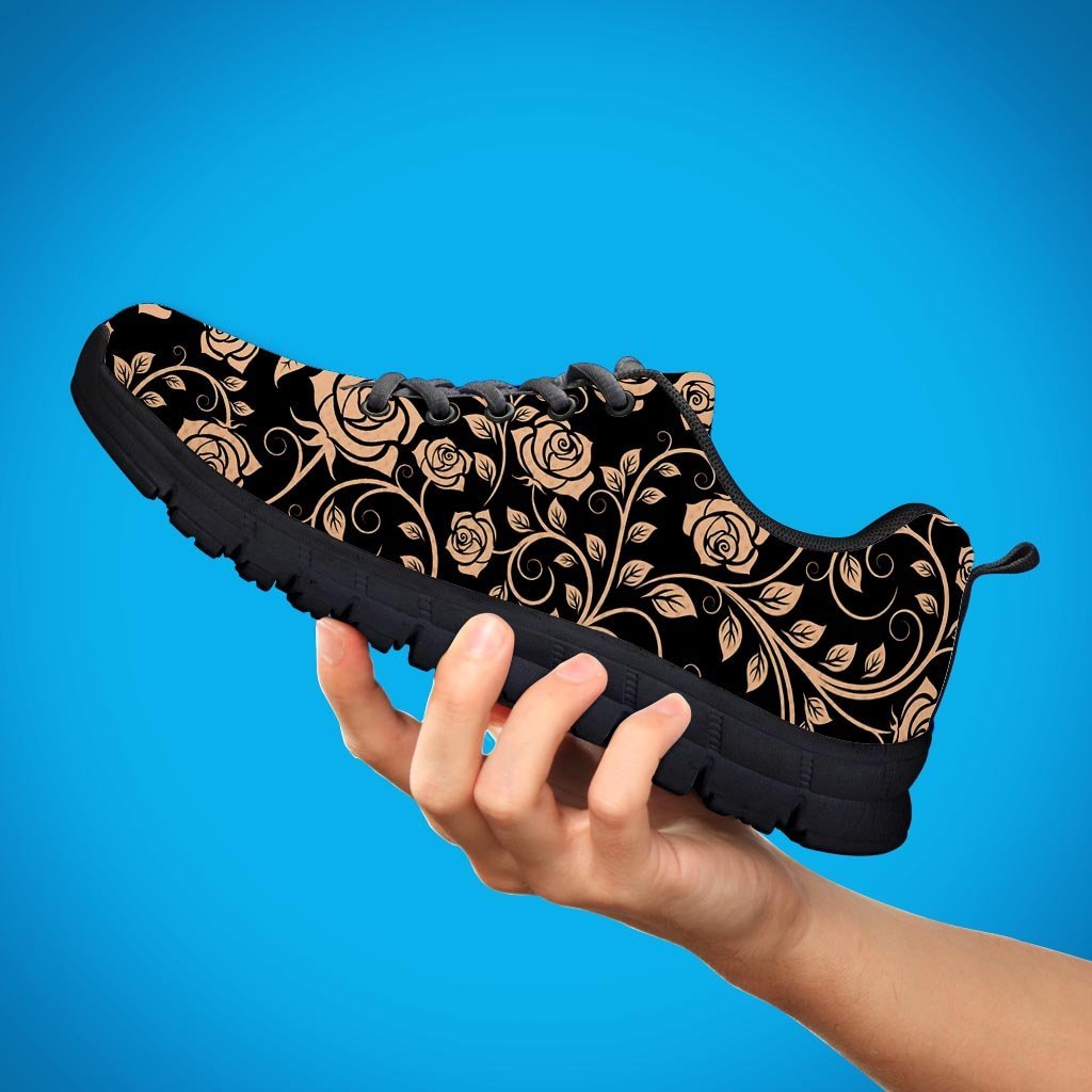 Gold Rose Floral Men's Sneakers-grizzshop