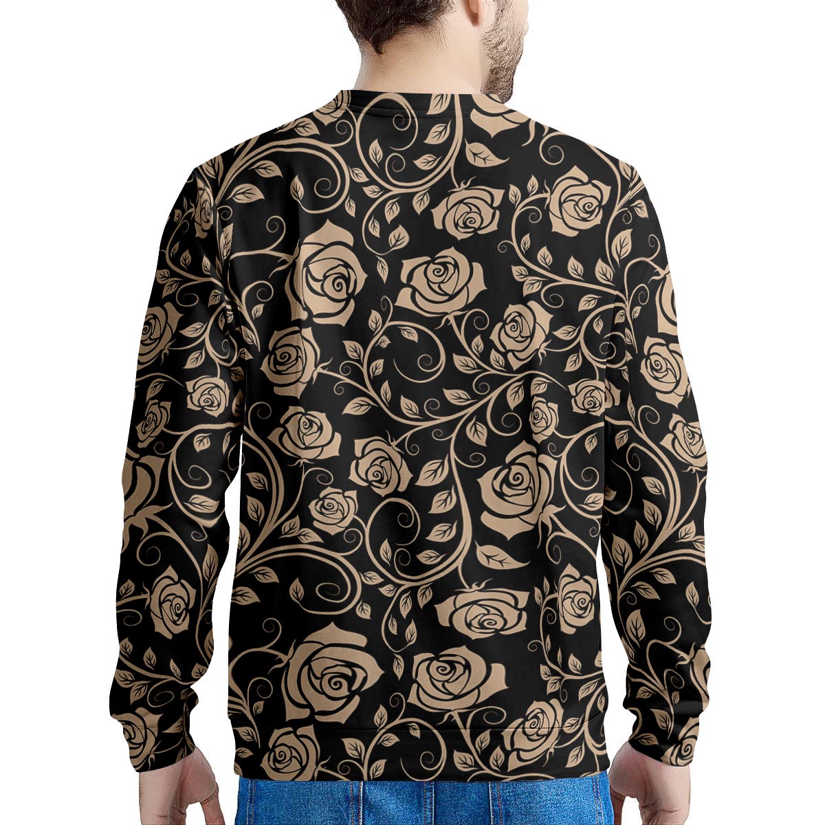 Gold Rose Floral Men's Sweatshirt-grizzshop