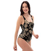 Gold Rose Floral One Piece Swimsuite-grizzshop