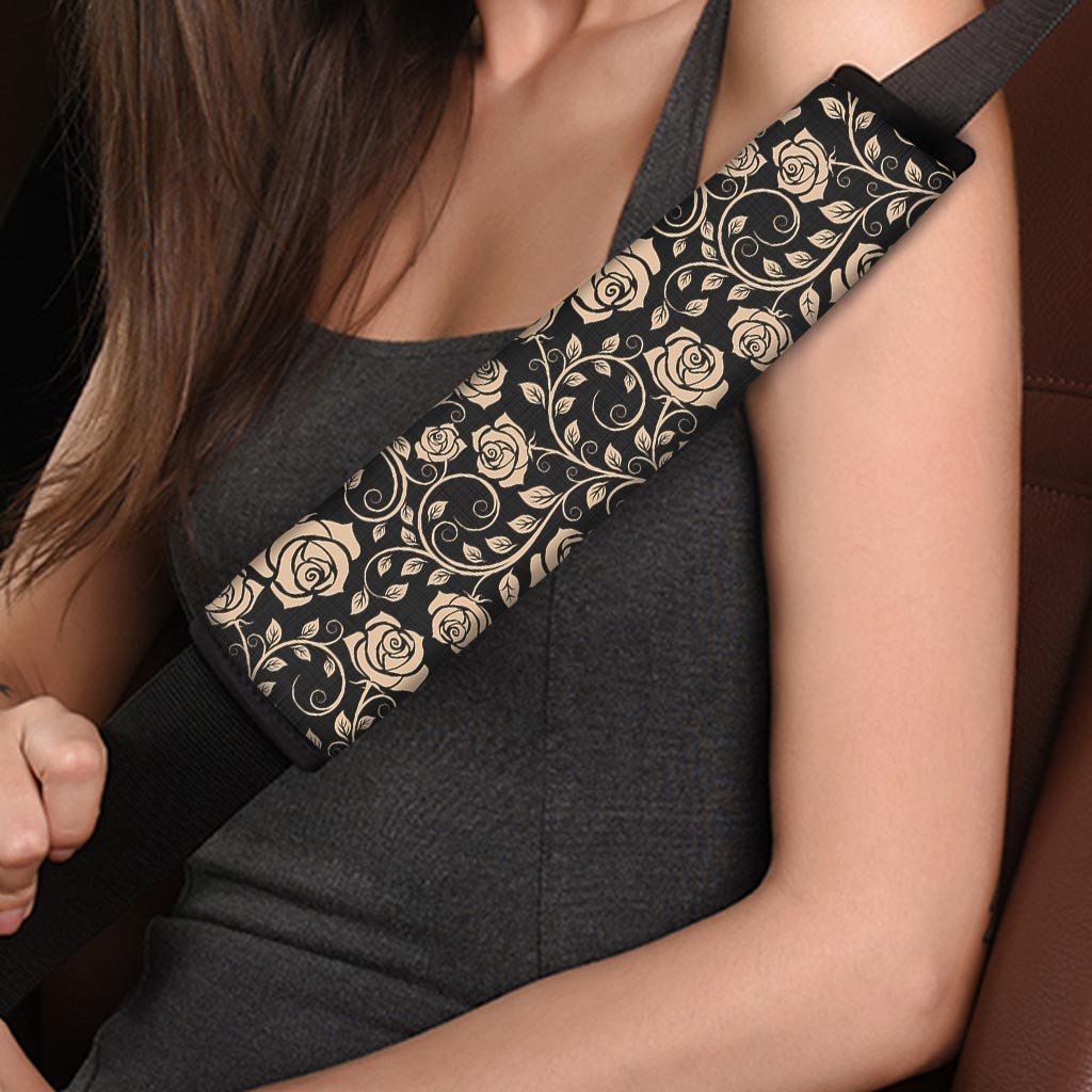 Gold Rose Floral Seat Belt Cover-grizzshop