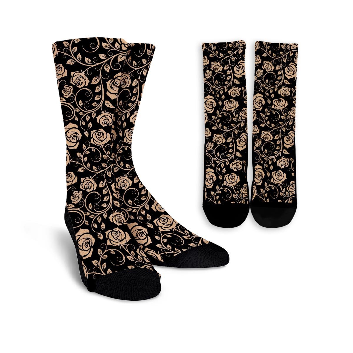 Gold Rose Floral Unisex Socks-grizzshop