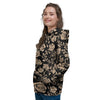 Gold Rose Floral Women's Hoodie-grizzshop