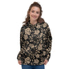 Gold Rose Floral Women's Hoodie-grizzshop