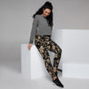 Gold Rose Floral Women's Joggers-grizzshop