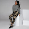 Gold Rose Floral Women's Joggers-grizzshop