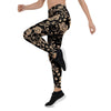 Gold Rose Floral Women's Leggings-grizzshop